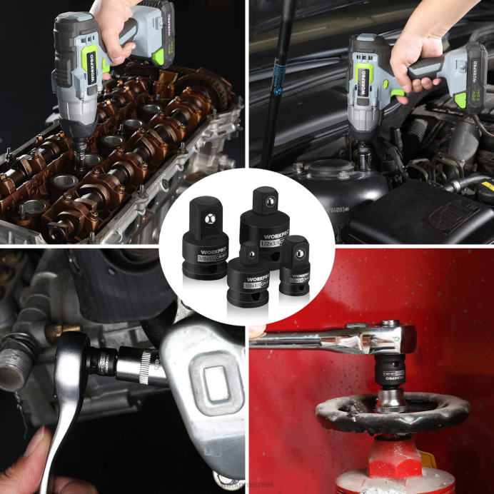 מוֹעִיל WORKPRO מתאם שקע דרייבר 4 חלקים ומקטינים, ערכת המרת מפתח ברגים כְּלִי L40Z94