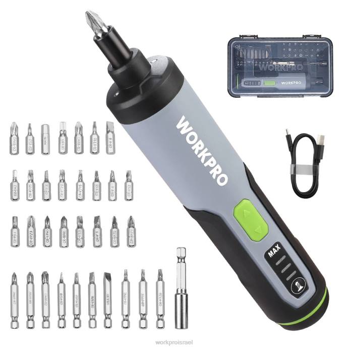 מוֹעִיל WORKPRO מברג חשמלי 4v, סט מברגים אלחוטיים נטענים עם אור לד כְּלִי L40Z232