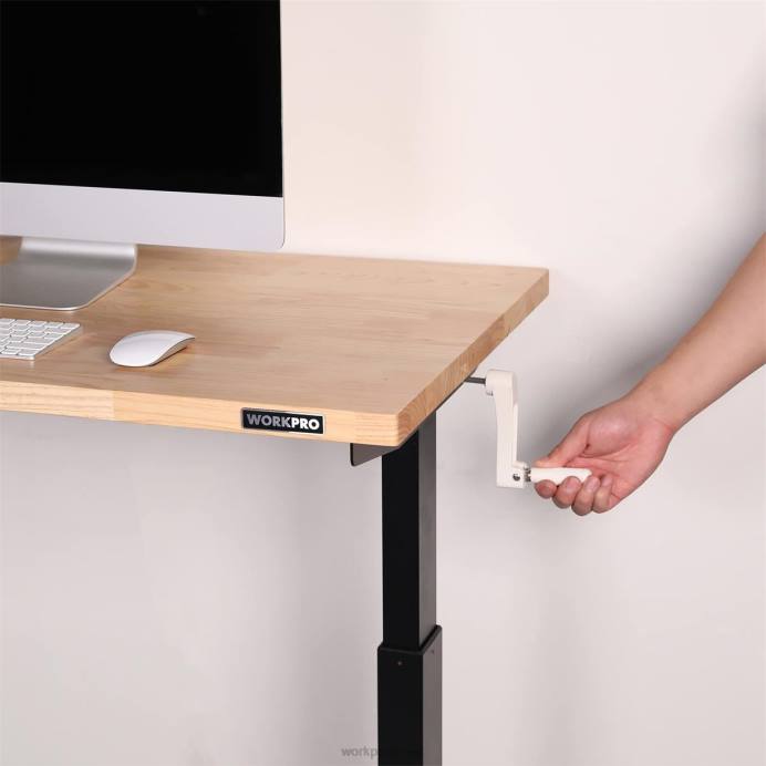 מוֹעִיל WORKPRO שולחן עבודה מתכוונן לגובה עם ידית ארכובה, עם גלגלים ורגלי הרמה, קיבולת עומס של 500 ק