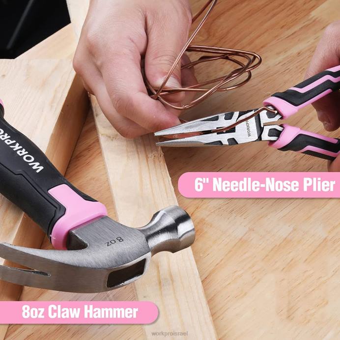 וָרוֹד WORKPRO סט כלים 52 יחידות, סט כלים ביתי לנשים עם ארגז כלי אחסון, סט כלים בסיסי - סרט כְּלִי L40Z249