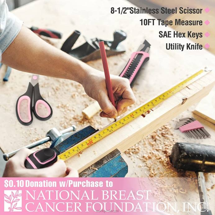 וָרוֹד WORKPRO סט כלים 52 יחידות, סט כלים ביתי לנשים עם ארגז כלי אחסון, סט כלים בסיסי - סרט כְּלִי L40Z249