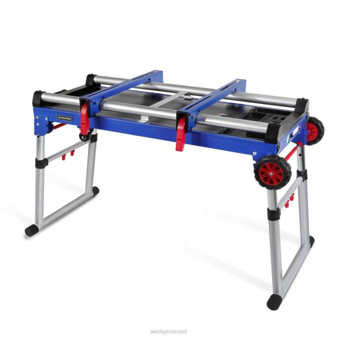 מוֹעִיל WORKPRO מעמד למסור מזבח 5 ב-1 שולחן עבודה נייד עם מעמד למסור מזבח נתיק ורגליים מתכווננות לגובה אִחסוּן L40Z2