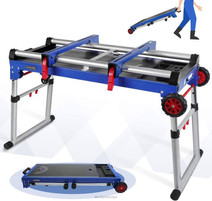 מוֹעִיל WORKPRO מעמד למסור מזבח 5 ב-1 שולחן עבודה נייד עם מעמד למסור מזבח נתיק ורגליים מתכווננות לגובה אִחסוּן L40Z2