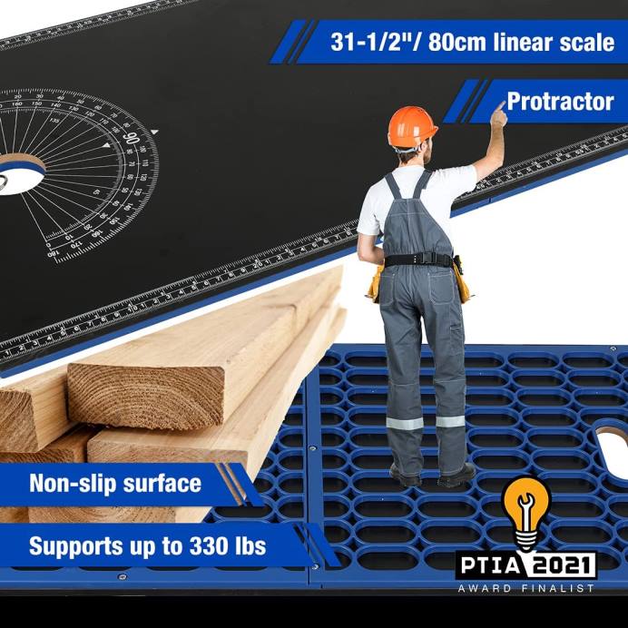 מוֹעִיל WORKPRO מעמד למסור מזבח 5 ב-1 שולחן עבודה נייד עם מעמד למסור מזבח נתיק ורגליים מתכווננות לגובה אִחסוּן L40Z2