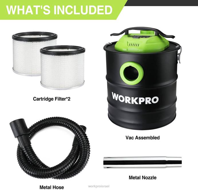מוֹעִיל WORKPRO שואב אבק אפר בנפח 5.2 ליטר, שואב אבק אפר בהספק של 5.5 כוח סוס עם מסנן hepa כְּלִי L40Z212
