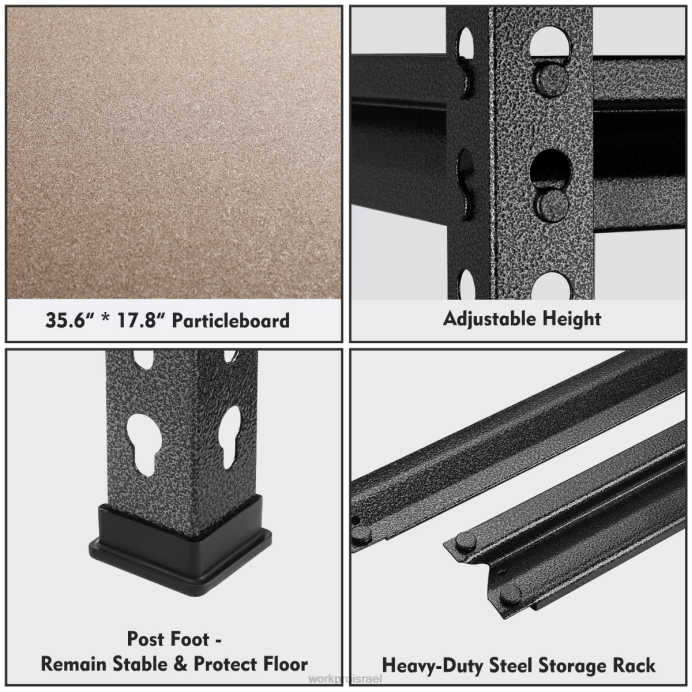 מורדן WORKPRO יחידת מדפים כבדה לאחסון מתכת מתכווננת 5 קומות, קיבולת עומס של 4000 פאונד אִחסוּן L40Z12