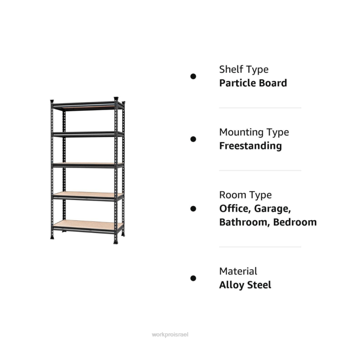 מורדן WORKPRO יחידת מדפים כבדה לאחסון מתכת מתכווננת 5 קומות, קיבולת עומס של 4000 פאונד אִחסוּן L40Z12