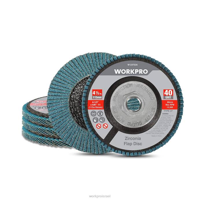 מוֹעִיל WORKPRO דיסק דש זירקוניה 5 חבילות, דיסק שיוף מטחנה זווית, גלגלי שיוף בגודל 4-1/2 אינץ' כְּלִי L40Z206