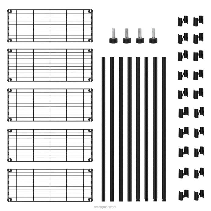 מוֹעִיל WORKPRO מתלה מדפי אחסון ממתכת יחידת 5 קומות תיל, מדפי שירות כבדים אִחסוּן L40Z11