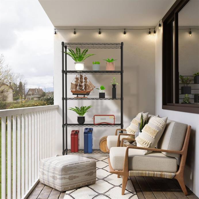 מוֹעִיל WORKPRO מתלה מדפי אחסון ממתכת יחידת 5 קומות תיל, מדפי שירות כבדים אִחסוּן L40Z11