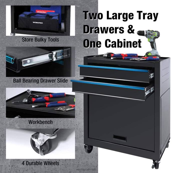 מוֹעִיל WORKPRO שידת כלי גלגול 5 מגירות, ארון אחסון כלי גלגול מגירת מתכת אִחסוּן L40Z18