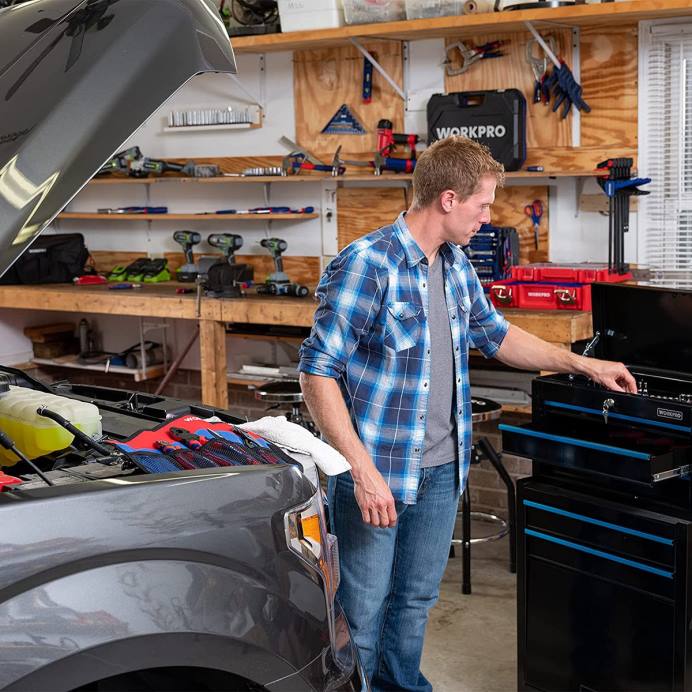 מוֹעִיל WORKPRO שידת כלי גלגול 5 מגירות, ארון אחסון כלי גלגול מגירת מתכת אִחסוּן L40Z18