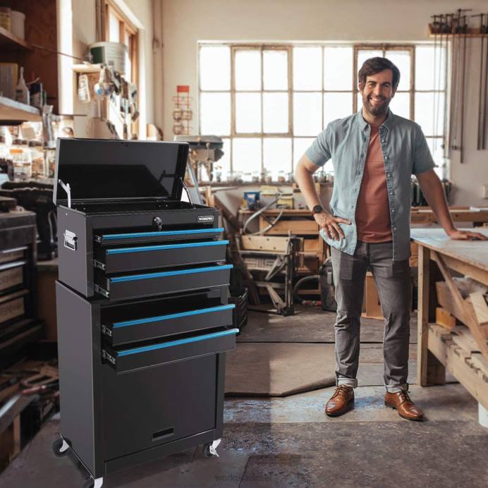 מוֹעִיל WORKPRO שידת כלי גלגול 5 מגירות, ארון אחסון כלי גלגול מגירת מתכת אִחסוּן L40Z18