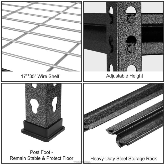 שחור עם דפוס כסף WORKPRO מדפי אחסון ממתכת 5 קומות מתכוונן מדף אחסון כבד אִחסוּן L40Z6