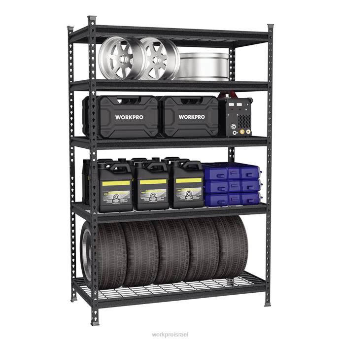 שחור עם דפוס כסף WORKPRO מדפי אחסון ממתכת 5 קומות מתכוונן מדף אחסון כבד אִחסוּן L40Z6