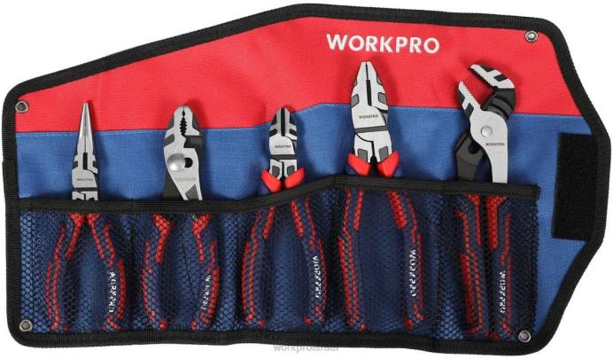 מוֹעִיל WORKPRO 5 יחידות צבת בנייה פרימיום cr-v סט עם נרתיק אחסון כְּלִי L40Z66