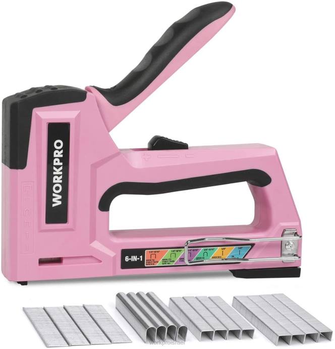 ורוד/אפור WORKPRO אקדח מסמר 6 ב-1 ידני בראד מסמר ריפוד מהדק כְּלִי L40Z59