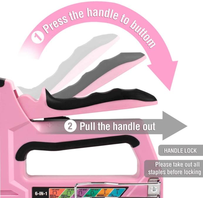 ורוד/אפור WORKPRO אקדח מסמר 6 ב-1 ידני בראד מסמר ריפוד מהדק כְּלִי L40Z59