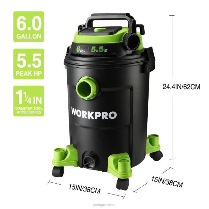 מוֹעִיל WORKPRO שואב אבק בחנות 6 ליטר 5.5 כוח סוס עם צינור מסנן Hepa ואביזרים כְּלִי L40Z215