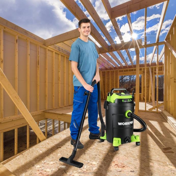 מוֹעִיל WORKPRO שואב אבק בחנות 6 ליטר 5.5 כוח סוס עם צינור מסנן Hepa ואביזרים כְּלִי L40Z215