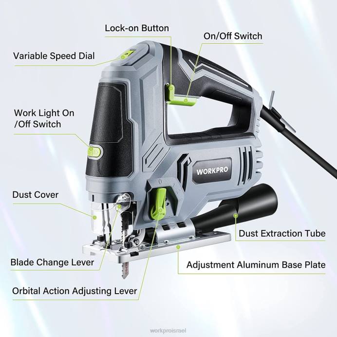 מורדן WORKPRO מסור פאזל, ערכת כלים למסור פאזל חשמלי 6.5 אמפר 850 וואט כְּלִי L40Z241