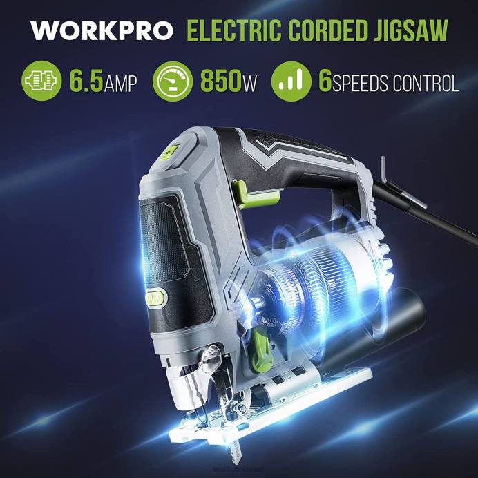 מורדן WORKPRO מסור פאזל, ערכת כלים למסור פאזל חשמלי 6.5 אמפר 850 וואט כְּלִי L40Z241