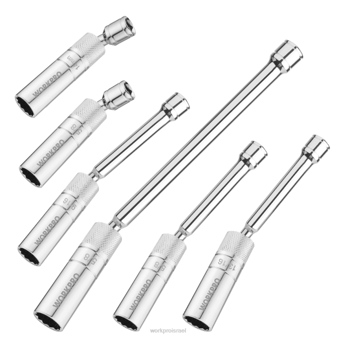 חָדָשׁ WORKPRO 6 יחידות-9/16 אינץ', 5/8 אינץ', 13/16 אינץ', 14 מ"מ שקעי קיר דקים עם הרחבות 4, 6, 11 אינץ' סט שקעי מצת מסתובבים מגנטיים כְּלִי L40Z139