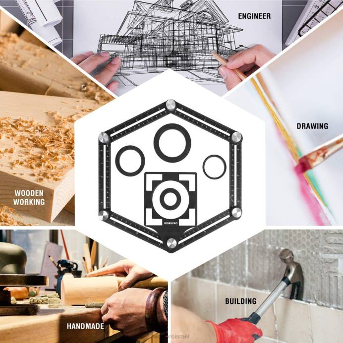 חָדָשׁ WORKPRO ערכה משולבת למדידת זווית של מד קווי מתאר ו-6 צדדים כְּלִי L40Z107
