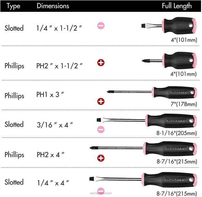 וָרוֹד WORKPRO סט מברגים מגנטיים 6 יחידות כְּלִי L40Z244