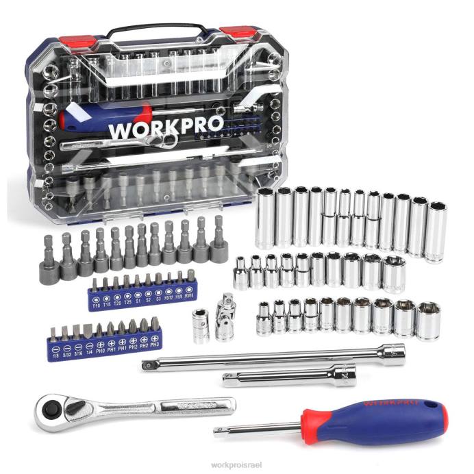 מורדן WORKPRO סט שקעים, סט שקעי כונן של 70 יחידות עם מחגר לשחרור מהיר, מטרי וסייג כְּלִי L40Z308