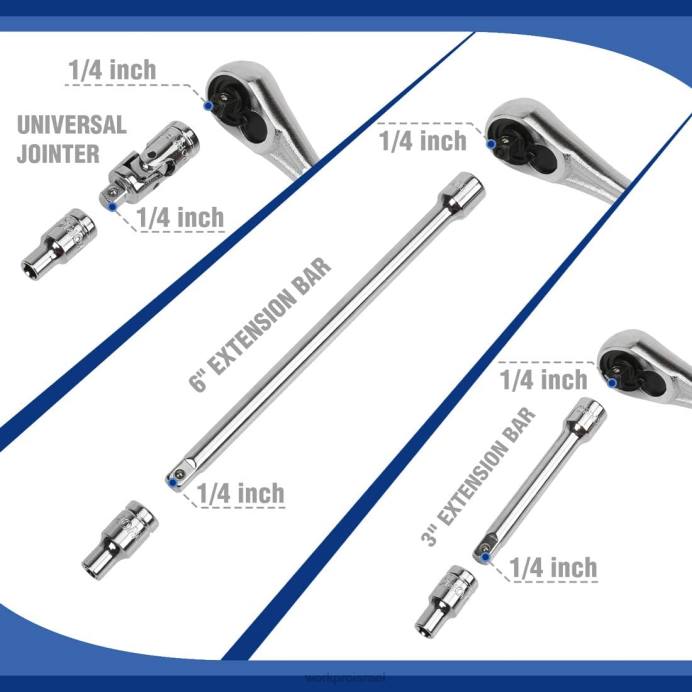 מורדן WORKPRO סט שקעים, סט שקעי כונן של 70 יחידות עם מחגר לשחרור מהיר, מטרי וסייג כְּלִי L40Z308