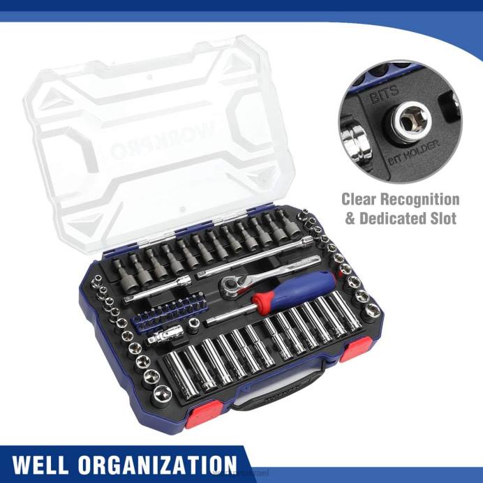 מורדן WORKPRO סט שקעים, סט שקעי כונן של 70 יחידות עם מחגר לשחרור מהיר, מטרי וסייג כְּלִי L40Z308