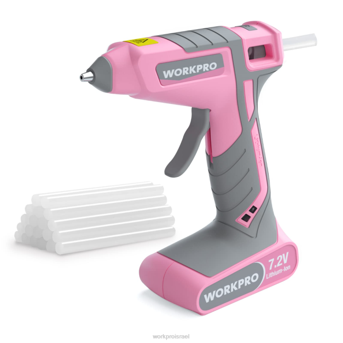 ורוד/לבן WORKPRO ערכת אקדח דבק חם נמס אלחוטי 7.2V כְּלִי L40Z164