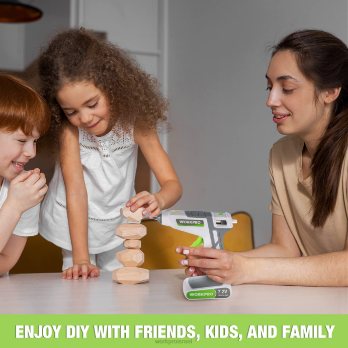 ורוד/לבן WORKPRO ערכת אקדח דבק חם נמס אלחוטי 7.2V כְּלִי L40Z164