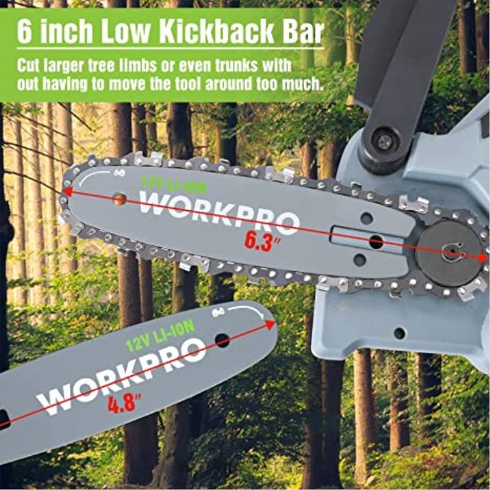מוֹעִיל WORKPRO מסור שרשרת אלחוטי & סט כלי גינה 7 חלקים ו-2 זוגות כפפות לגינה ומגני ברכיים לגינה כְּלִי L40Z314