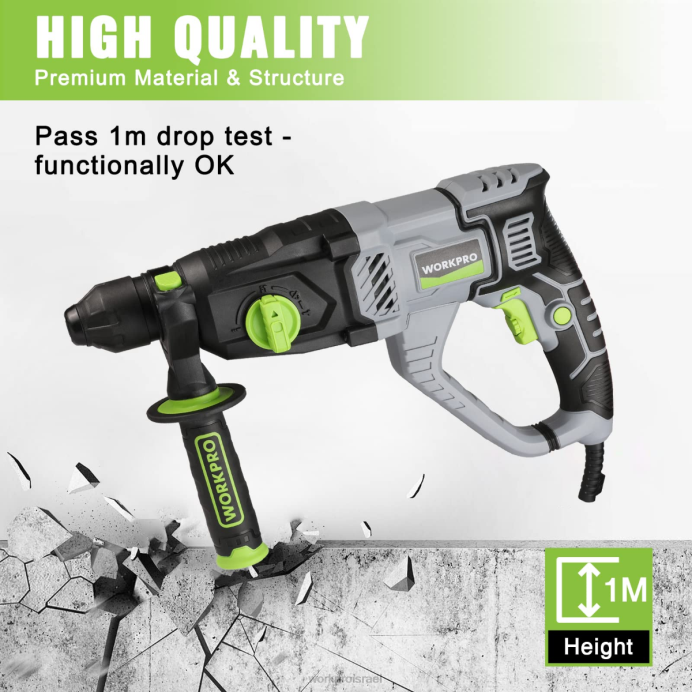 מוֹעִיל WORKPRO מקדחה סיבובית 7.5 אמפר 1-1/4 אינץ' פרימיום sds פלוס, גרסת חוטים קלה כְּלִי L40Z178