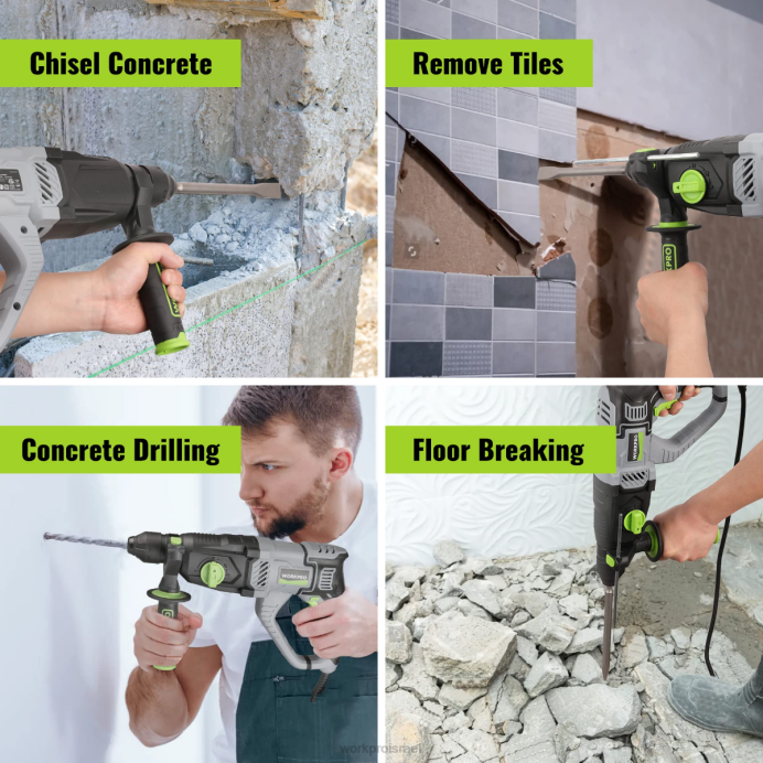 מוֹעִיל WORKPRO מקדחה סיבובית 7.5 אמפר 1-1/4 אינץ' פרימיום sds פלוס, גרסת חוטים קלה כְּלִי L40Z178