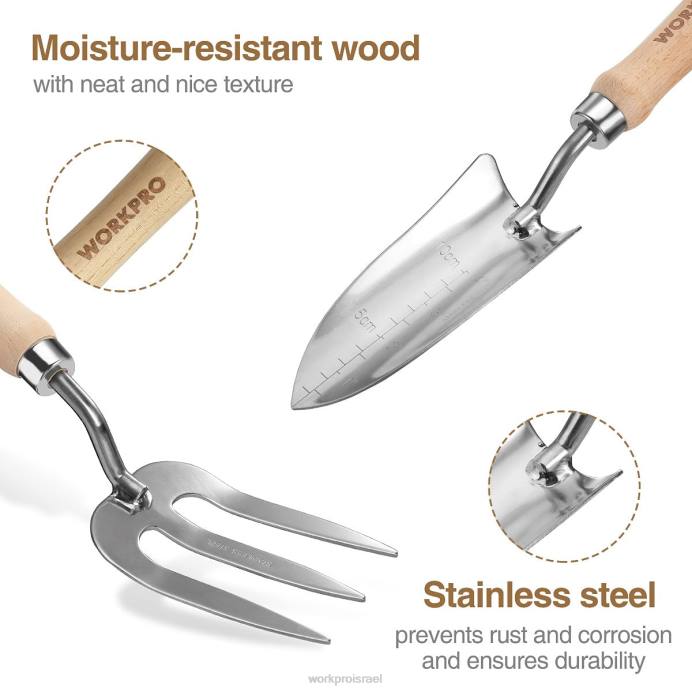 וָרוֹד WORKPRO כלי גינון סט 7 יחידות, כלי גינון כבדים מנירוסטה כְּלִי L40Z252
