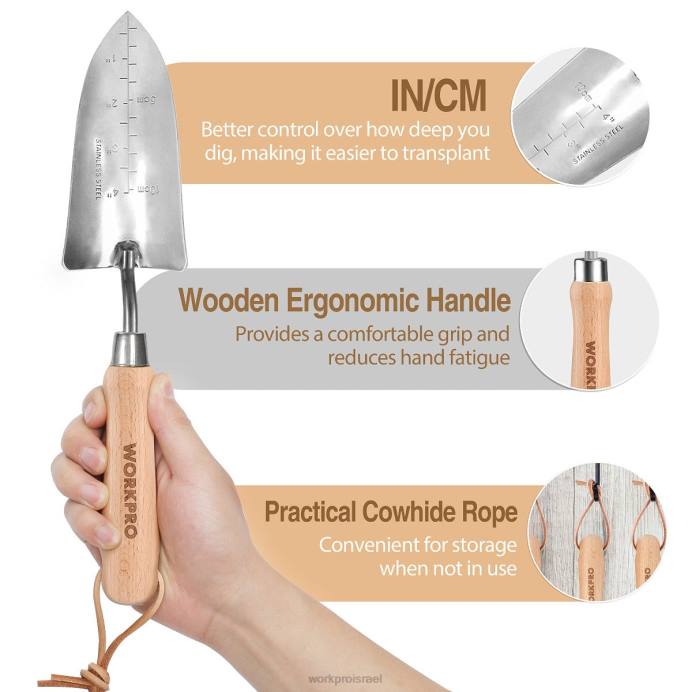 וָרוֹד WORKPRO כלי גינון סט 7 יחידות, כלי גינון כבדים מנירוסטה כְּלִי L40Z252