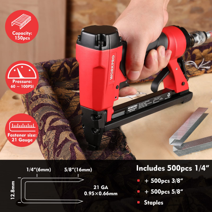 מורדן WORKPRO אקדח סיכות פניאומטי, מהדק ריפוד 8016/7116 כְּלִי L40Z182
