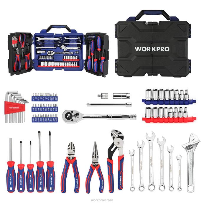 מורדן WORKPRO סט כלים למכניקה 87 יחידות, ערכת כלי עבודה ידניים עם ארגז כלים לאחסון כְּלִי L40Z305
