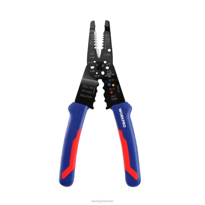 מוֹעִיל WORKPRO מפשיט תיל בגודל 8 אינץ', חותך תיל רב-כלי להפשטה, חיתוך וכיווץ כְּלִי L40Z158