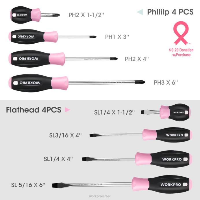 מוֹעִיל WORKPRO סט מברגים מגנטיים 8 יחידות עם מתלה ארגונית כְּלִי L40Z247