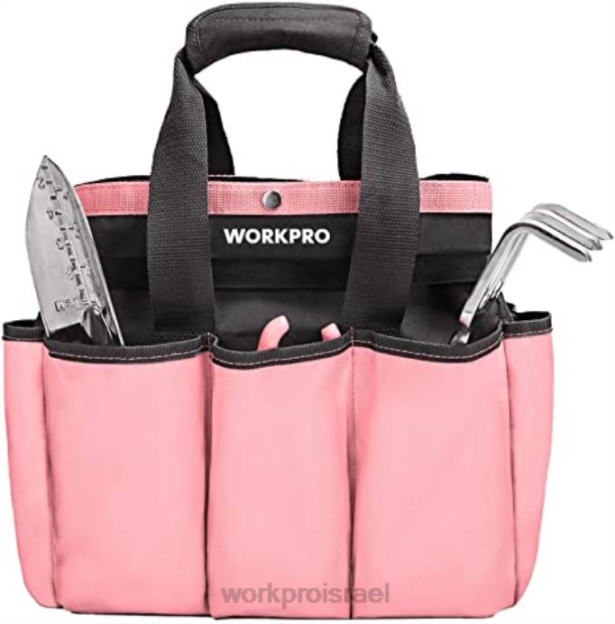 ורוד/ירוק WORKPRO תיק כלי עבודה לגינה, תיק אחסון לתיק גינה עם 8 כיסים, ארגונית ביתית לגינון פנימי וחיצוני אִחסוּן L40Z256