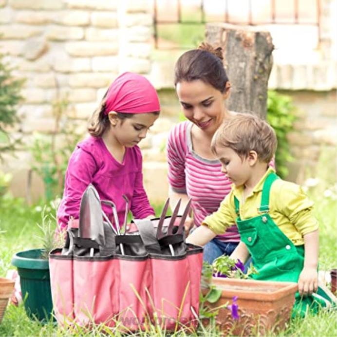 ורוד/ירוק WORKPRO תיק כלי עבודה לגינה, תיק אחסון לתיק גינה עם 8 כיסים, ארגונית ביתית לגינון פנימי וחיצוני אִחסוּן L40Z256