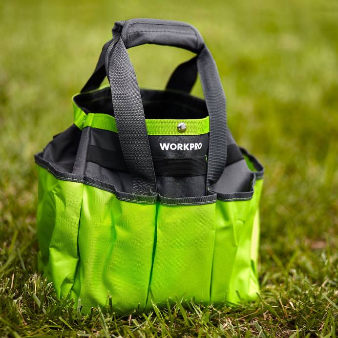ורוד/ירוק WORKPRO תיק כלי עבודה לגינה, תיק אחסון לתיק גינה עם 8 כיסים, ארגונית ביתית לגינון פנימי וחיצוני אִחסוּן L40Z256