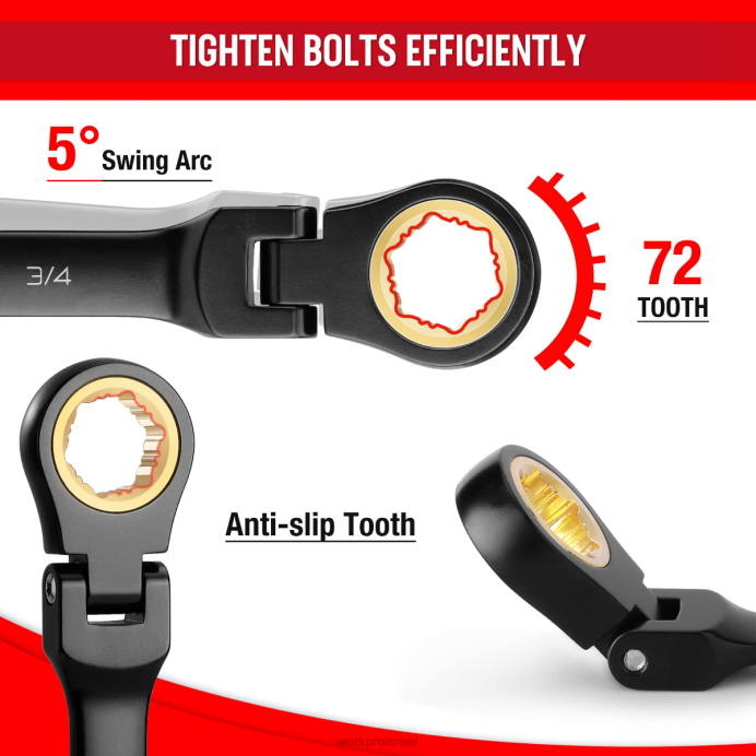 מורדן WORKPRO 8 יחידות סט מפתח ברגים נגד החלקה עם ראש גמיש כְּלִי L40Z80