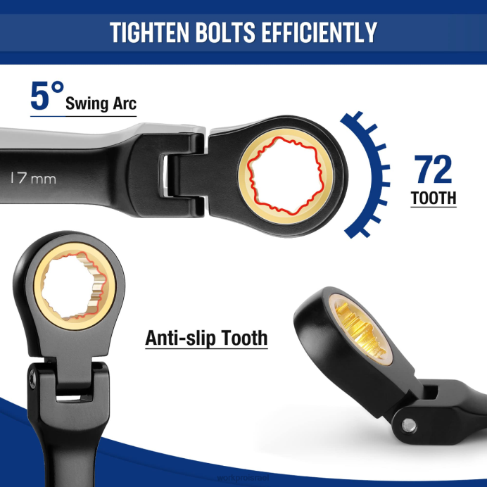 מורדן WORKPRO 8 יחידות סט מפתח ברגים נגד החלקה עם ראש גמיש כְּלִי L40Z80