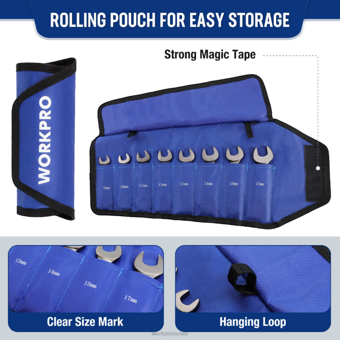 חָדָשׁ WORKPRO 8 יחידות סט מפתחות שילוב עם ראש גמיש קשוח כְּלִי L40Z82