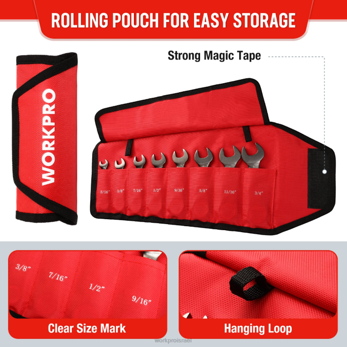חָדָשׁ WORKPRO 8 יחידות סט מפתחות שילוב עם ראש גמיש קשוח כְּלִי L40Z82